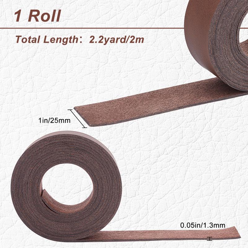 Dark Brown Genuine Leather Strap Strip 1/2 Inch Wide 79 Inch Long Leather Belt Wrap 1.3mm Thick Single Sided Flat Cord for DIY