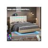 Lit - MUVOE - 140x200cm - Rembourré - LED - Design moderne avec pieds cachés