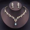 Exquisite Dangle Earrings and Necklace for Women Elegant Jewelry Set Flower Design Shining Rhinestone Necklace Set Wedding