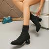 2024 Обувь больших размеров для женщин Ботильоны Женские ботинки Элегантные вязаные ботинки Женские Остроносые Слипоны На массивном каблуке Обувь Женская Zapatos