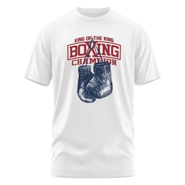 Футболка с принтом бокса King of The Ring для мужчин и женщин, винтажная одежда для спортзала, топы, футболки