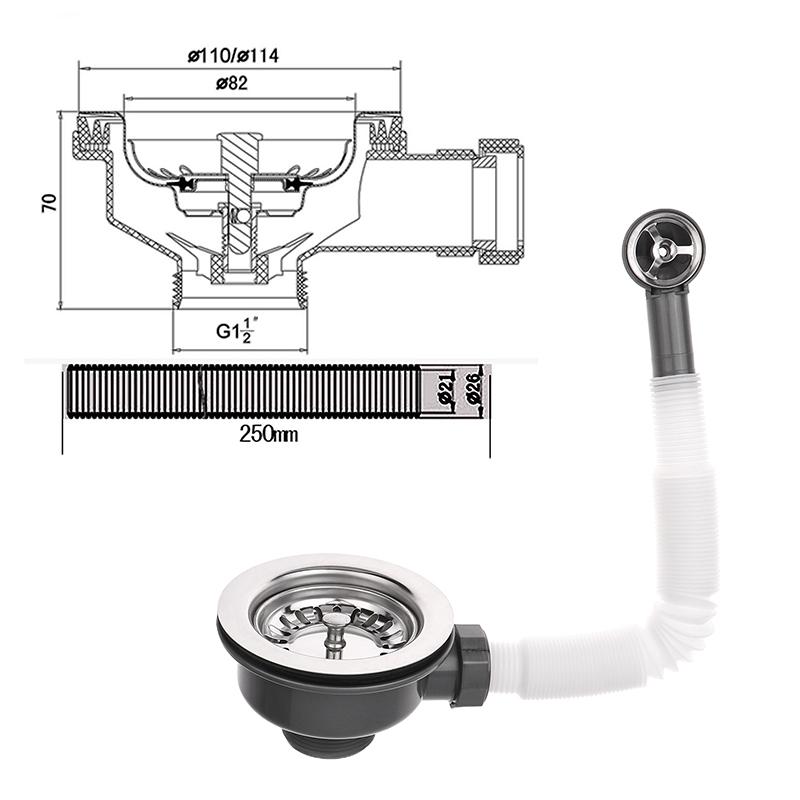 Talea Сетка для раковины Кухонный слив для раковины Слив из нержавеющей стали Слив для кухонной мойки Аксессуары для мойки кухонного шкафа Прочный Нержавеющий