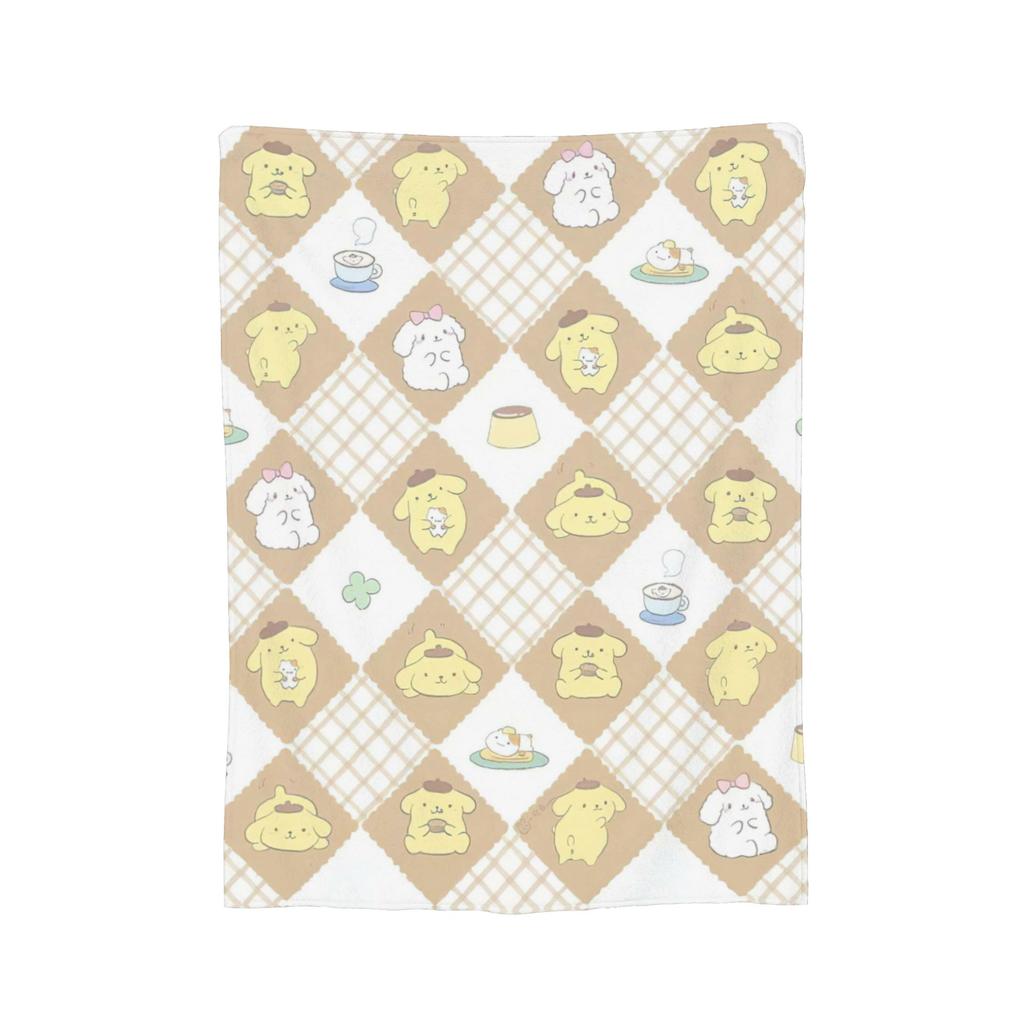 Плюшевое одеяло с помпонами Pom Pom Purin, забавное плед для дома, отеля, дивана, 150*125 см, одеяло