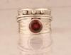 Кольцо с круглым камнем из красного граната, кольцо-спиннер, кольцо из стерлингового серебра 925 пробы, кольцо-спиннер, богемное кольцо, кольцо унисекс, ювелирные изделия ручной работы