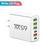 6 In 1 4 USB 2 Type C 3.1A Charging Fast Wall Charger For iPhone Samsung Xiaomi  Oppo Mobile Phone Adapter