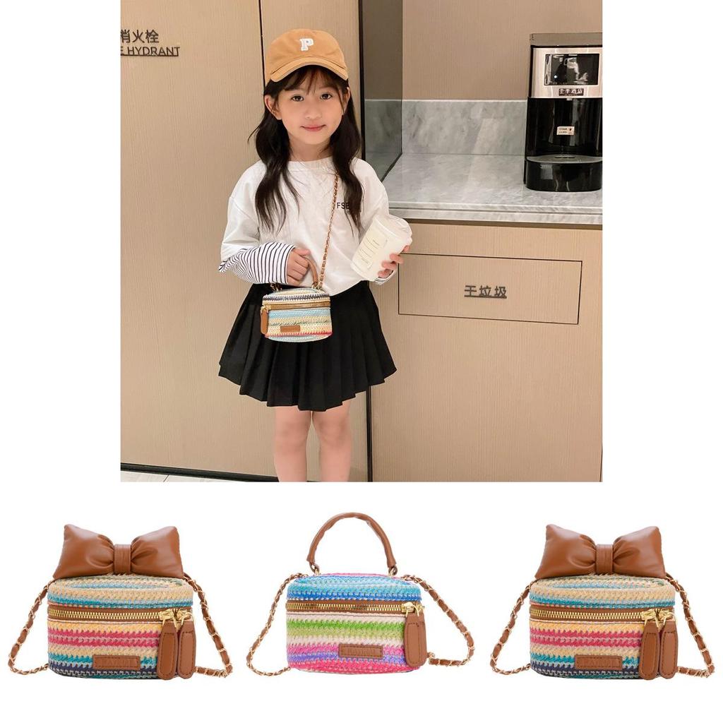 Childrens Woven Bucket Bag With Breathable Fabric For Kindergarten Girls