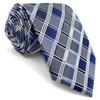 SHLAX&WING Длинный галстук для мужчин, Синий в клетку, Шелк, 160 см, XL