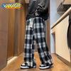 Men's 6XL Summer Clothes Oversized Wide Leg Baggy Pants Casual Y2K Plaid Pants Trousers Harajuku Streetwear Sweatpants Japanese