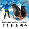 1 Pair Men Autumn Winter Riding Gloves Half Finger Faux Leather Elastic Cuffs Solid Color Sports Climbing Fitness Driving Mittens