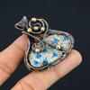 K2 Blue Azurite Handmade Copper Wire Wrap Jewelry Pendant 2.28" K7p73