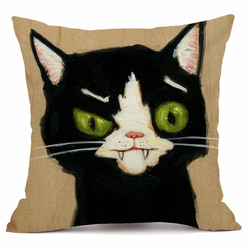RZN черная льняная наволочка для домашнего животного и кота, квадратная декоративная наволочка для дивана, чехол для подушки с животным узором 45X45 см