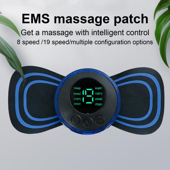 Мини-массажер для мышц и тела, 19 скоростей, 8 режимов, устройство для ухода за талией и шеей, для снятия боли, релаксации всего тела, шейный массажный патч