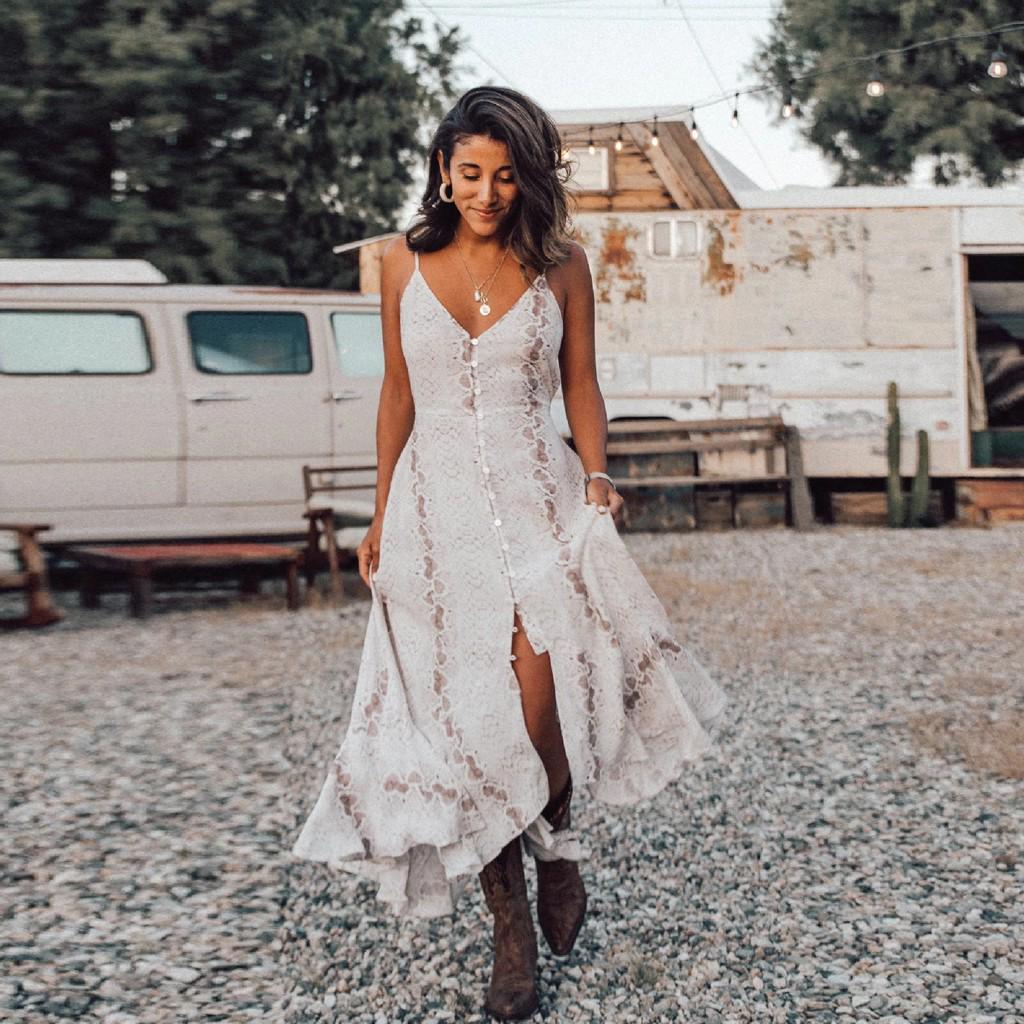 Женское пляжное длинное платье без рукавов в стиле бохо со змеиным принтом и V-образным вырезом