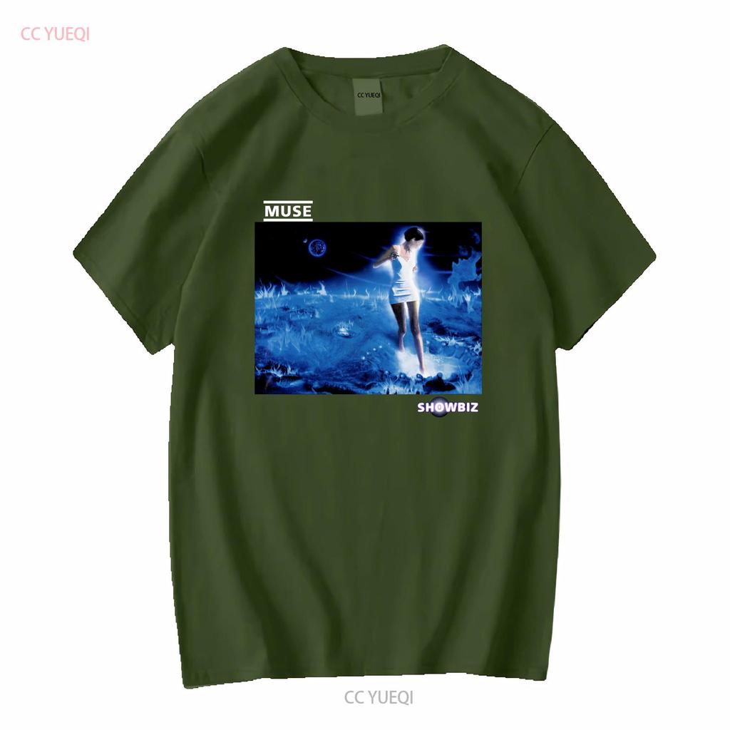 MUSE Showbiz Футболка Хлопок Черный Мужская Полный Размер S - 3XL HC2204 с длинным рукавом винтажная Стирка Растягивающаяся с принтом Универсальная