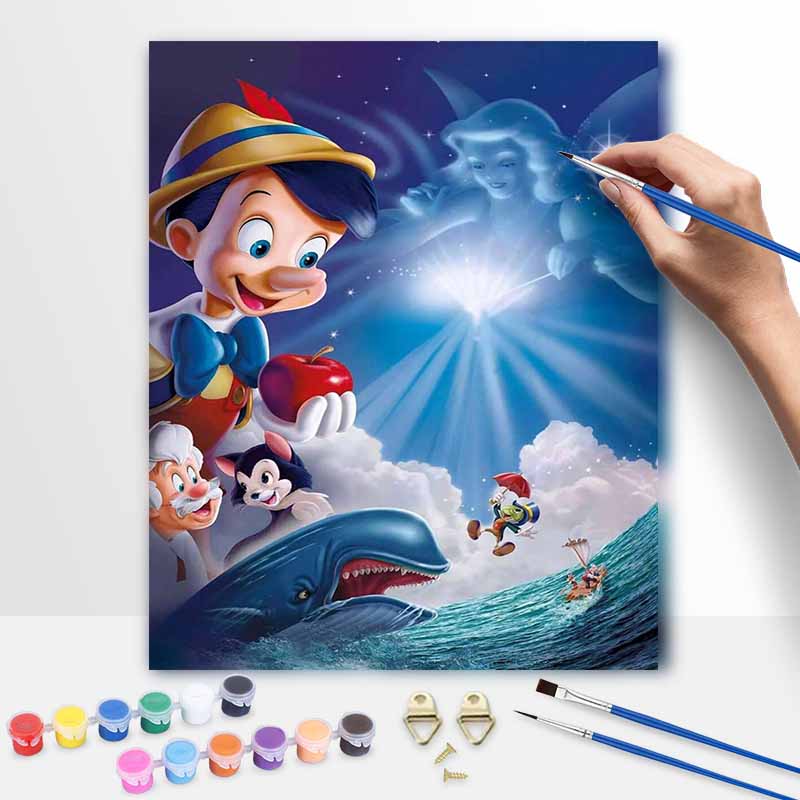 Disney Пиноккио кит Голубая Фея масляная живопись искусство ручная работа DIY картина украшение дома подарок
