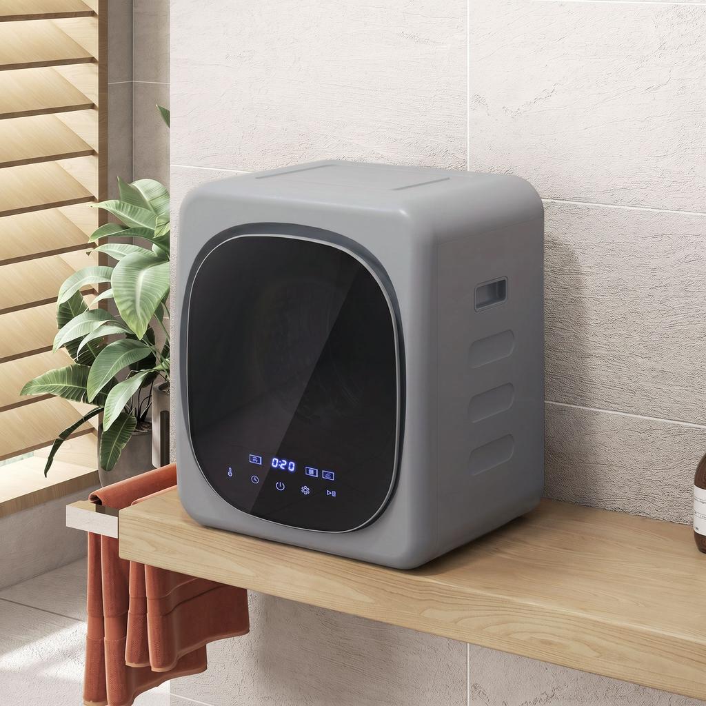 2.5kg Vented Tumble Dryer with Smart Mode, 800W Compact Tumble Dryer with Stainless Steel Tub, Silver Tone