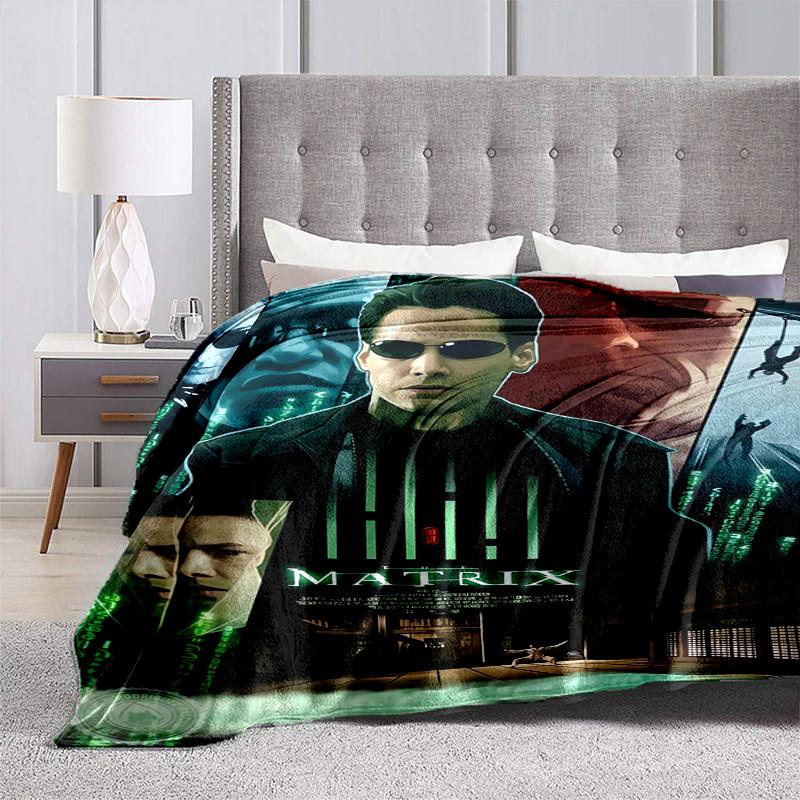 1pc Neo's Awakening: The Matrix Poster Analysis Cartoon Blanket,Portable Throw for Travel & Camping, All Season Cozy Blanket,Ideal Gift