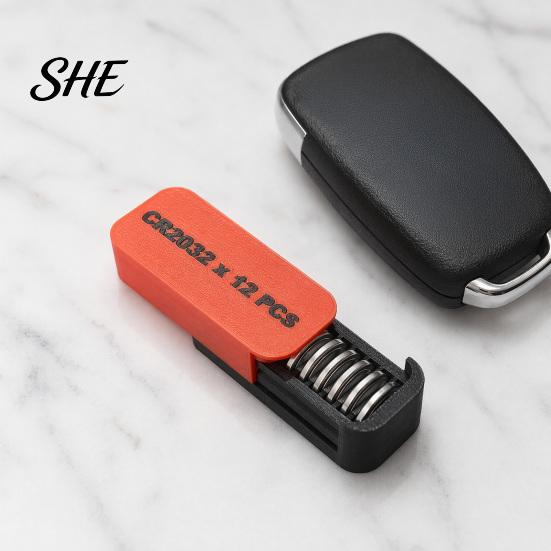 Portable Battery Storage Button Box, with Independent 12 Slots And Push-Pull Sliding CR2032 Case Cover, Dustproof Waterproof Safe Case, for Coin Cell