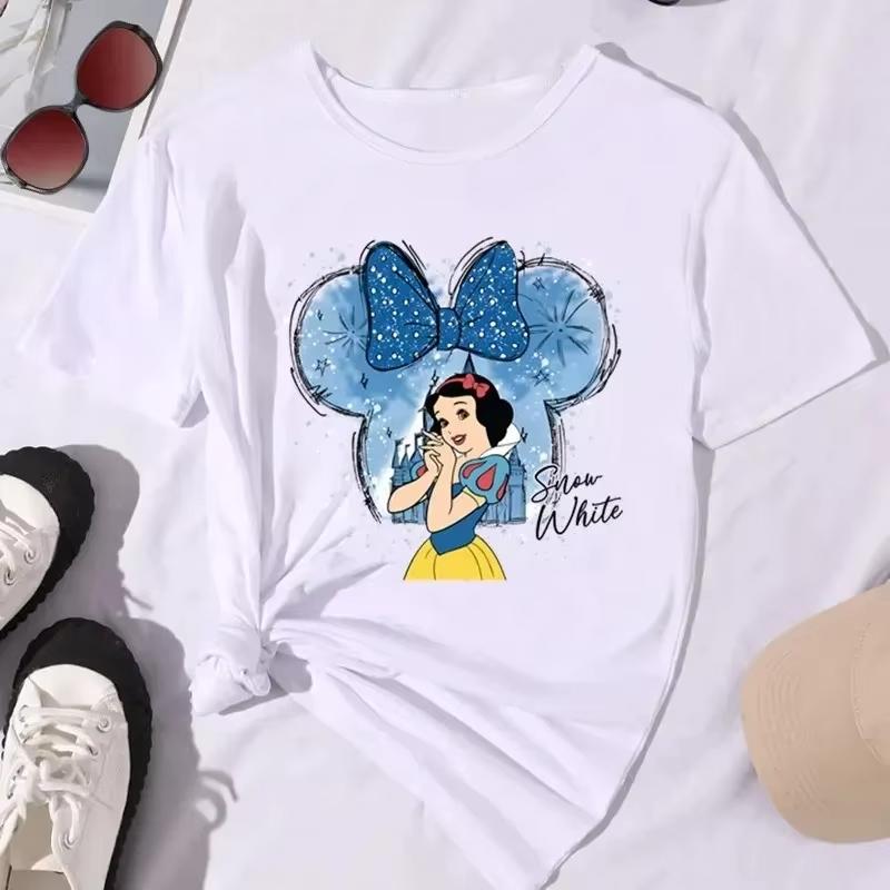 2026 New Kawaii Fashion Princess Print Fashion WoUnisex Crew Neck Loose Plus Size Short Sleeve TShirt