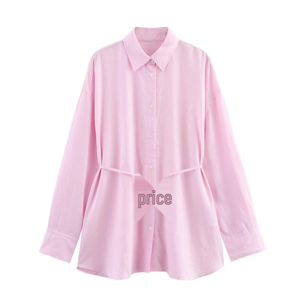 Spring/Summer 2025 Women's Slim Fit Belted Lapel Shirt