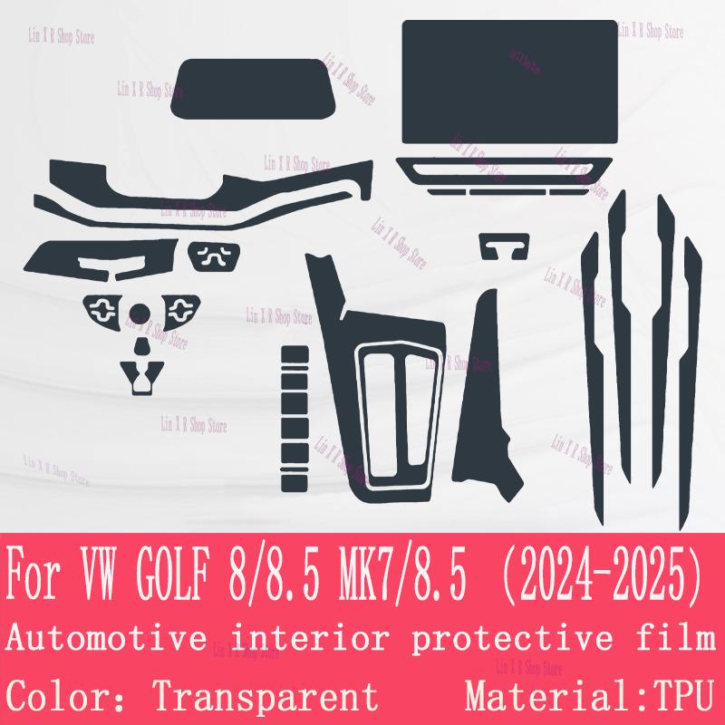 For VW Golf 8,5 2025 Golf 8 MK8.5/7 2024 Car Interior Center Console Transparent TPU Protective Film Anti-scratch Repair Film