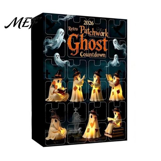 Halloween Countdown Box Advent Calendar 2026, 24 Days Patchwork Ghost with Kids Surprise Luminous Figures, Collectible Gifts for Boys