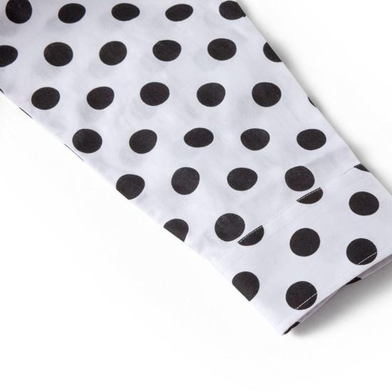 Мужская рубашка с лацканами, однобортный кардиган в горошек с длинным рукавом, облегающий мягкий дышащий топ с длинными рукавами