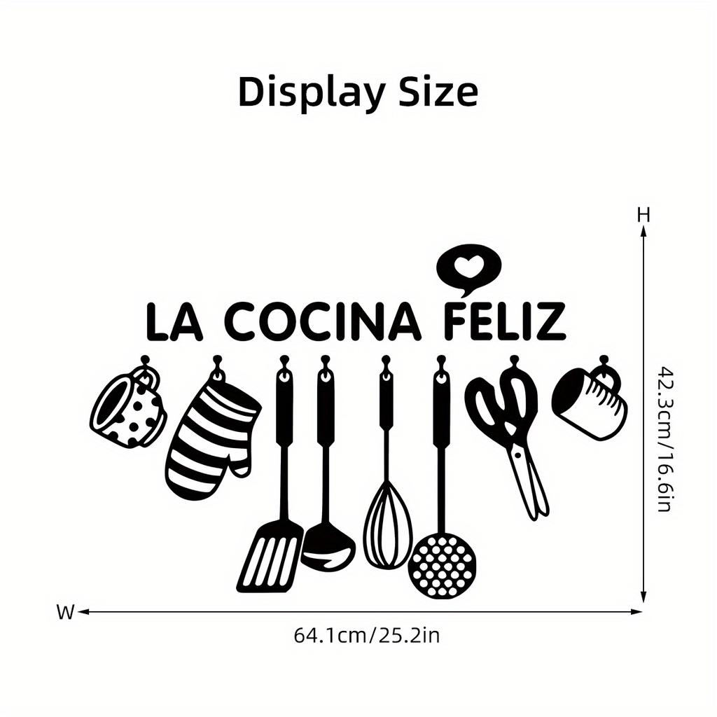 Cartoon Black Spoon Scissors Silhouette Kitchen Tool Wall Stickers for Bedroom Living Room Kitchen Decoration Wall Decals