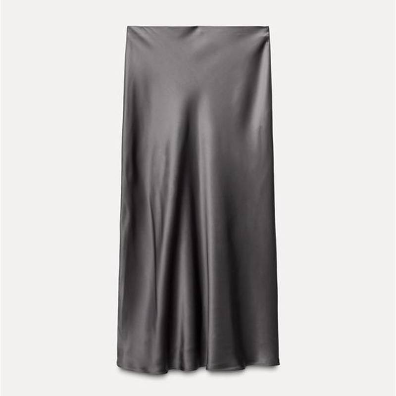 Ice Linen Satin Embroidered A Line Mini Skirt With Print Design For Spring