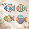 Decorative Hanging Fish Plaques 4PCS Aspen Wood Wall Decor Colorful Marine Life Home Accents Art Beach Theme for Bathroom Living Room Nautical Style