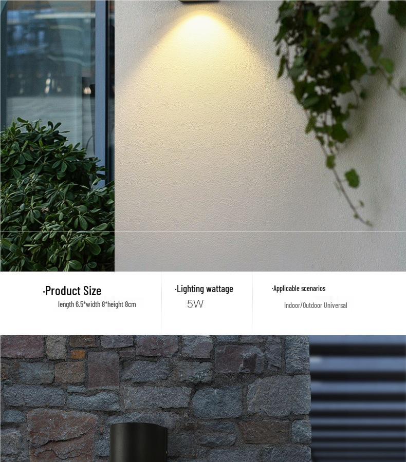 Universal Waterproof Wall Washer Light for Balcony, Courtyard, or Terrace - Exterior Up and Down Outdoor Lighting