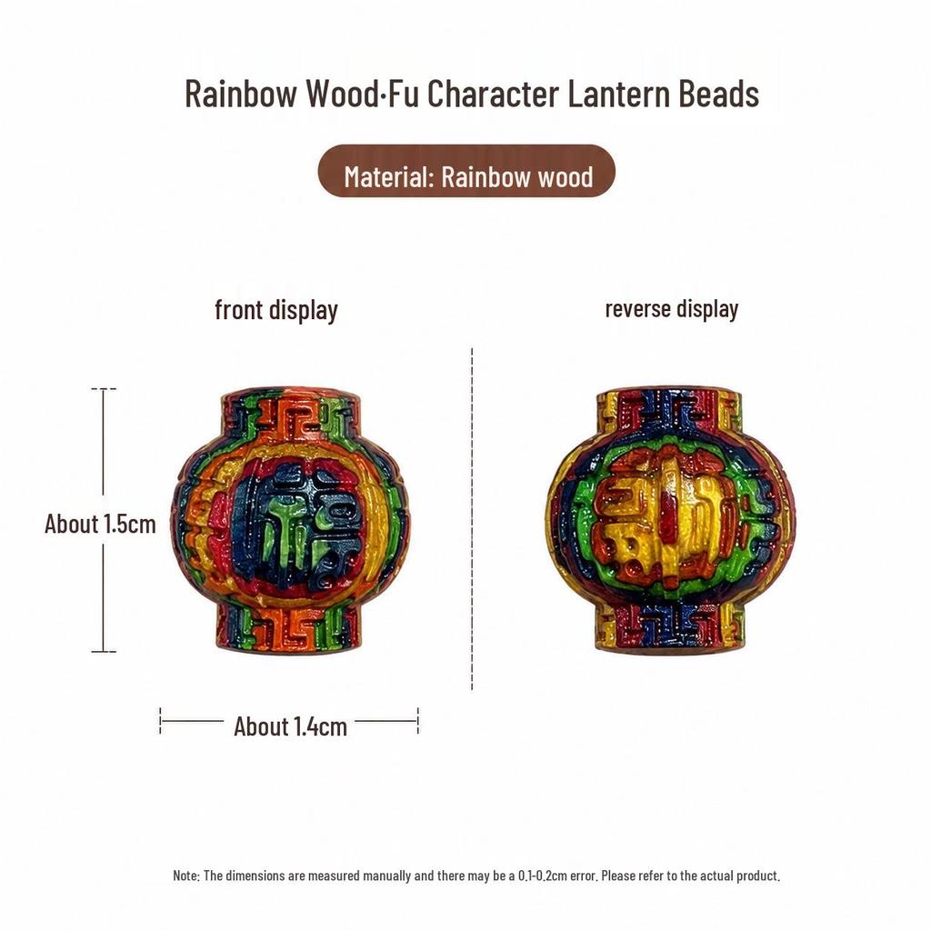 Wood Carving Chinese Fu Character Hui Pattern Loose Beads Bracelet - DIY Wenwan Accessories