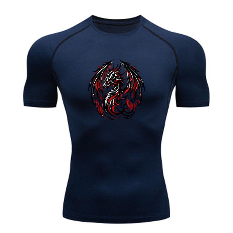 Men's Compression Workout T-Shirt, Gothic Red Black Tribal D