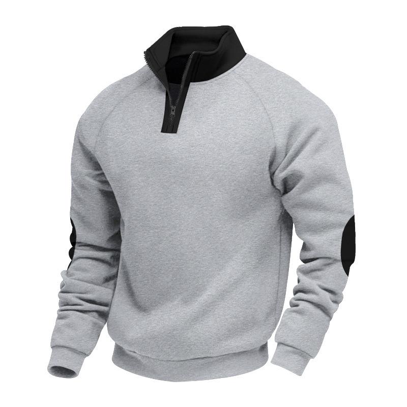 Autumn Winter Men's Hoodies Men Fashion Casual Long Sleeve Half Zippers Stand Collar Patchwork Sweatshirts Male Loose Streetwear