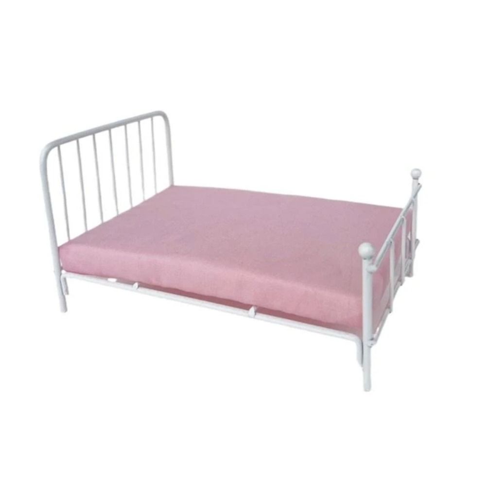 Iron Frame Dollhouse Bed Bedroom Scene Mini Bed Model Creative Doll Bed Furniture  DIY Toy