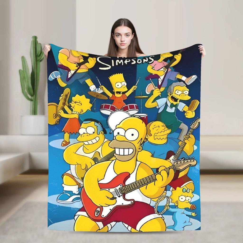 The Simpsons Cartoon Blanket Warm Novelty Plush Throw Blanket For Outdoor Decorative Flannel Bedspread Bed Cover