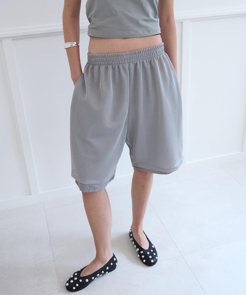 Nuacle Mesh Bermuda Pants_Grey