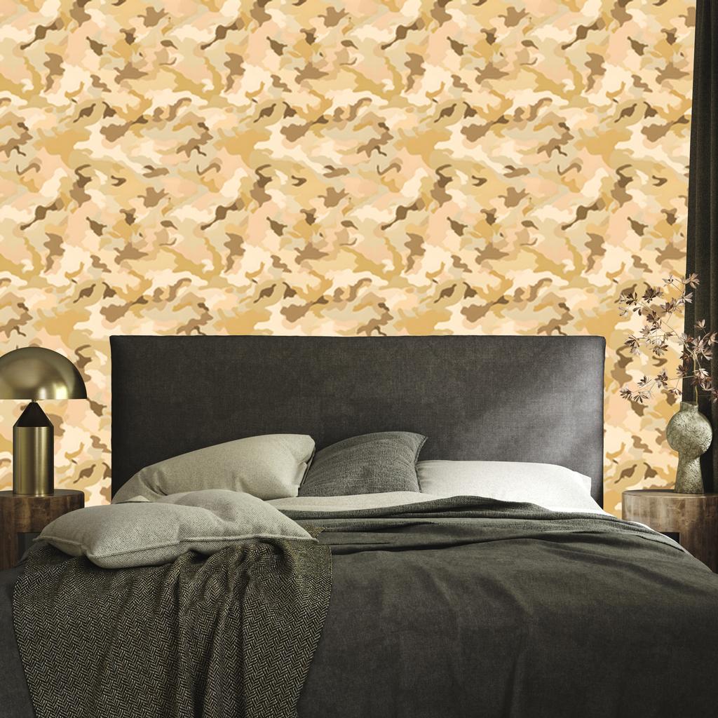 Military Camouflage Wallpaper Cream and Gold for Living Room and Bedroom 50x1000