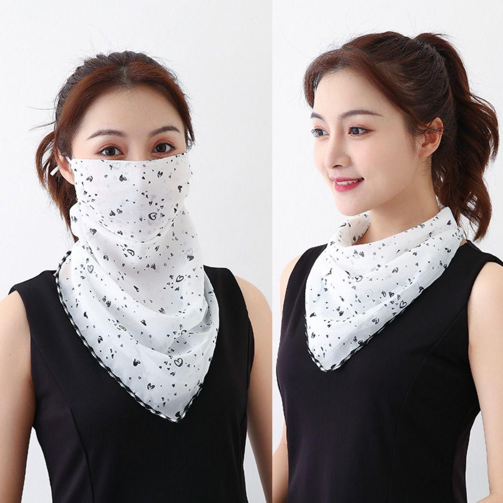 Thin Sleeves Sunscreen Face Mask Chiffon Half Face Cover Scarf Mask Sleeves Set Women's
