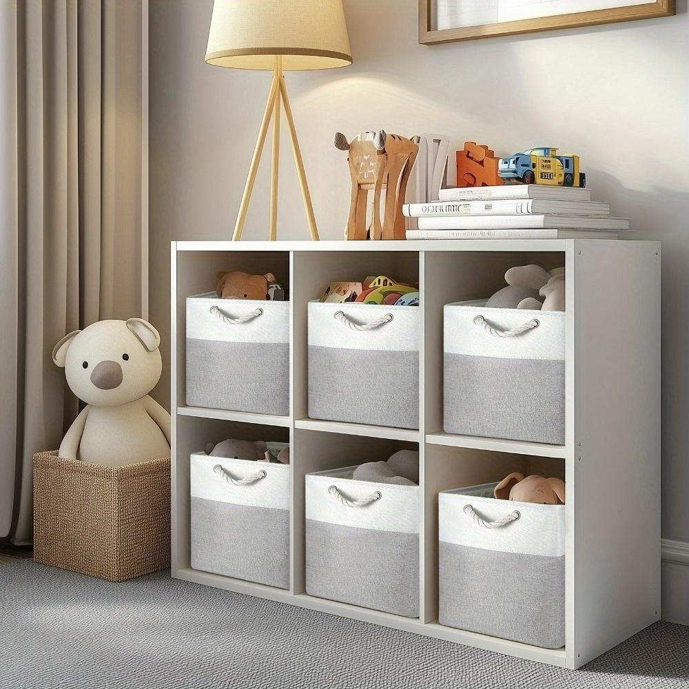 Foldable Storage Bins with Handles, Fabric Basket Organizer for Shelves Cabinets Closets, Durable Lightweight Home Use