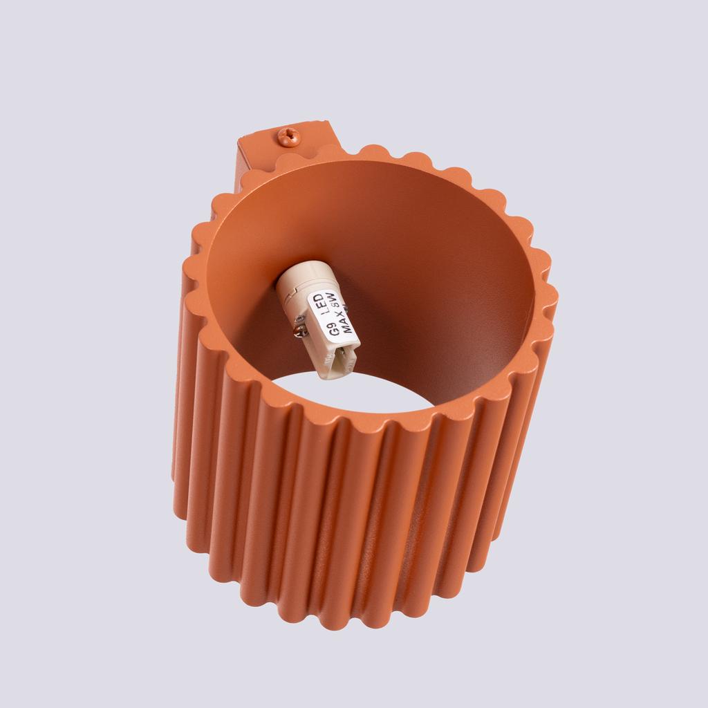 Kinkiet Ścienny Nowoczesny Ochra Czerwona Ryflowana Tuba 10 Cm Góra Dół 1Xg9 10W Aura Sollux Lighting