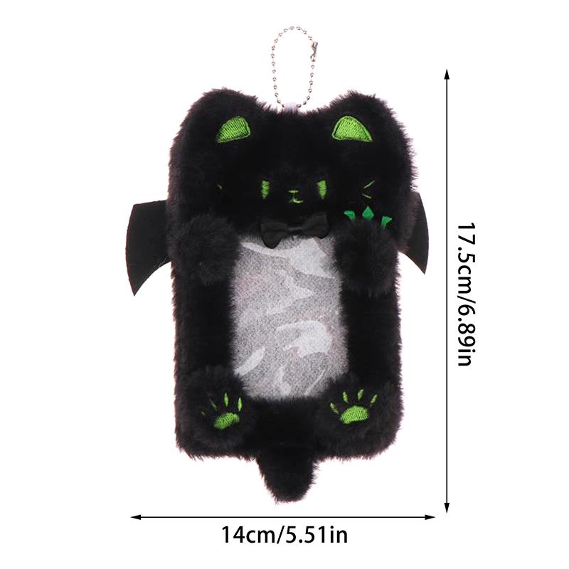 Мультяшный милый черный кот плюшевый держатель для карт чехол для фотокарты сумка брелок подвеска идол фото защитный чехол держатель для студенческой карты подарок