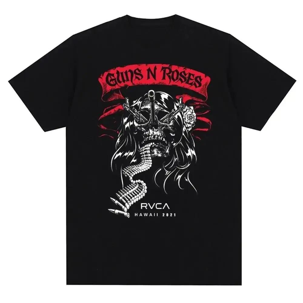 Классическая рок-группа Guns N Roses Классический плакат Графический принт Футболка Мужская Женская Уличная мода Харадзюку Мода Короткий рукав Летняя Новая футболка Оверсайз Топ