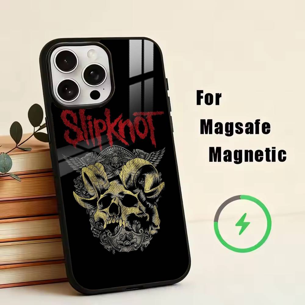 Чехол для телефона S-Slipknot Bone C-Church для iPhone 17, 16, 15, 14, 13, 12, 11 Plus, Pro, Магнитный для Magsafe, Беспроводная зарядка