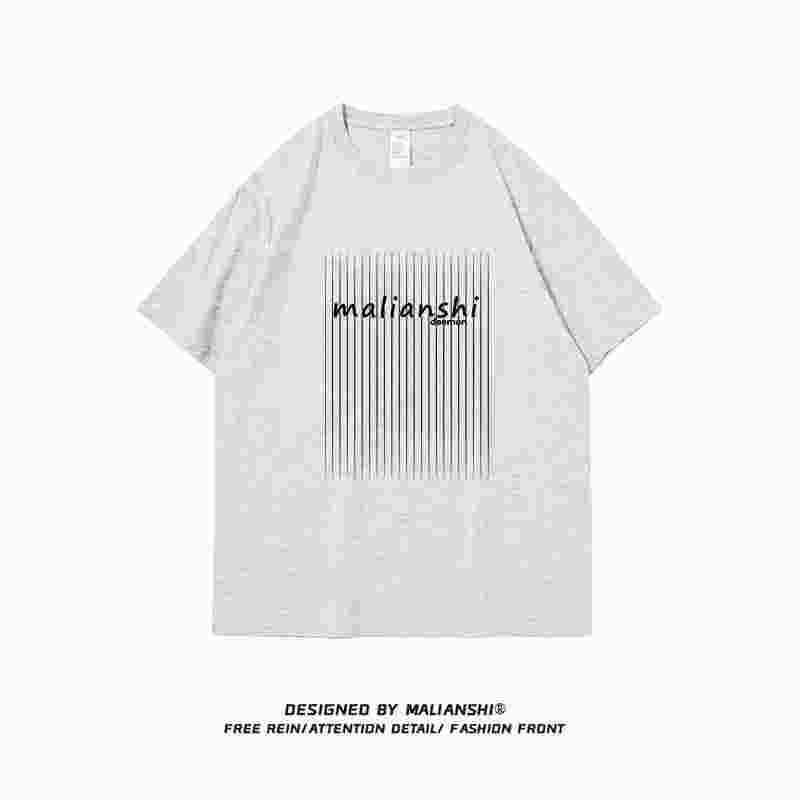 Женская футболка большого размера из чистого хлопка серого цвета с коротким рукавом - летний модный европейский и американский дизайн