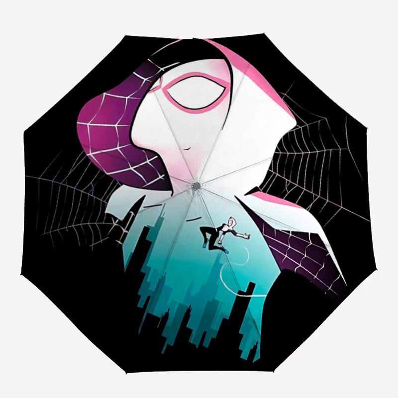 1pc Spider-Gwen Automatic Folding Umbrella - Compact 8-Rib Design, Durable Plastic & Iron, F104008