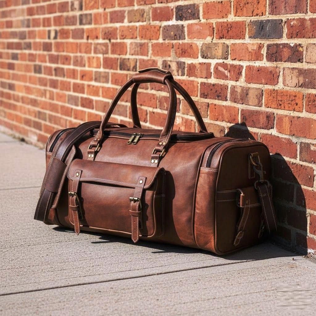 Кожаная спортивная сумка Кожаная дорожная сумка для багажа Сумка для выходного дня, семейная праздничная сумка