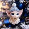 Plush Pet Shaped Ornament 2D Acrylic Cat Dog Rabbit Christmas Tree Ornament Cozy Winter Animal Charm for Car Rearview Mirrow Window Decor