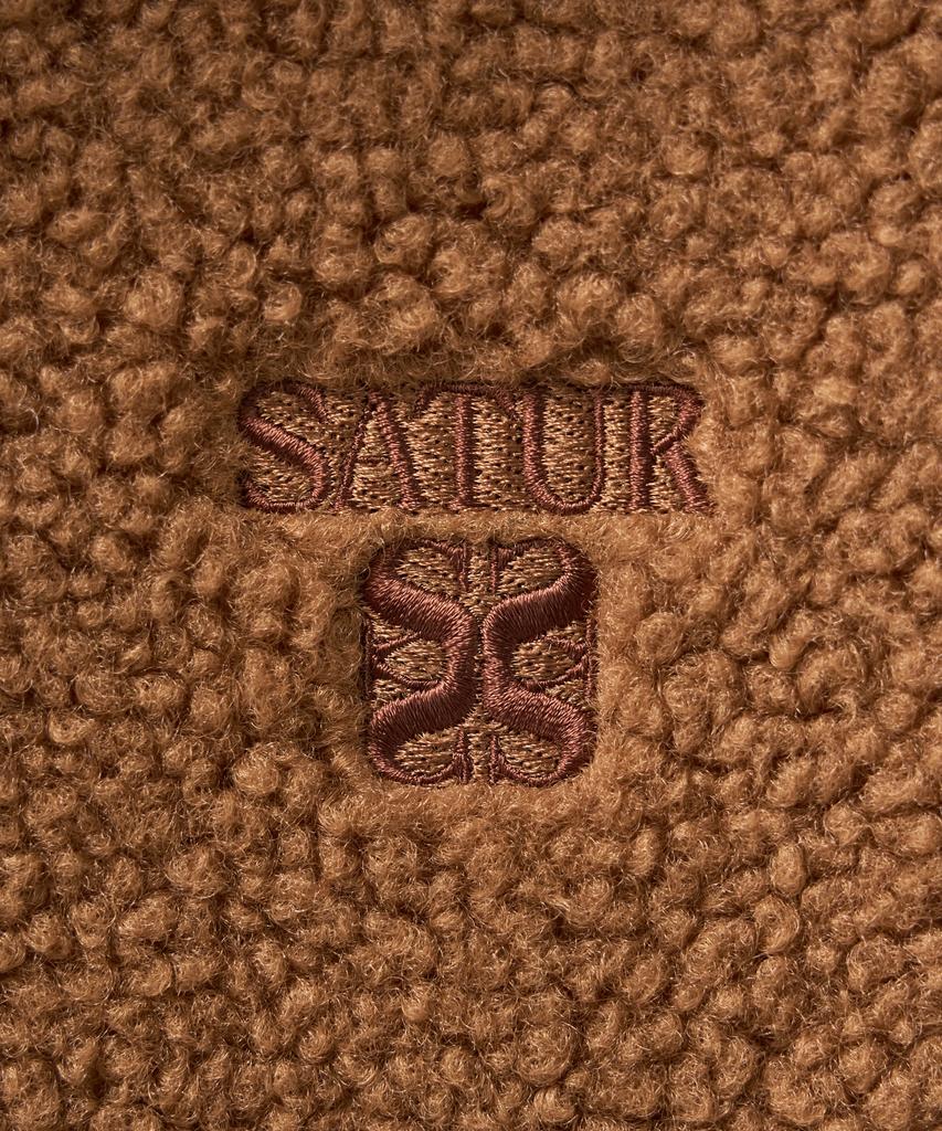 Satur (W) Shearling Fleece Zip-Up Hoodie Brown
