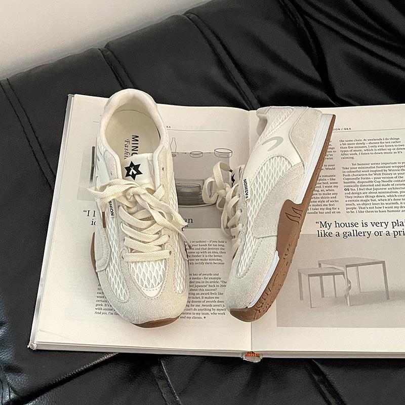 Ретро цветовая гамма рыболовная сетка дышащие женские летние модные повседневные сетчатые спортивные туфли на мягкой подошве тренд